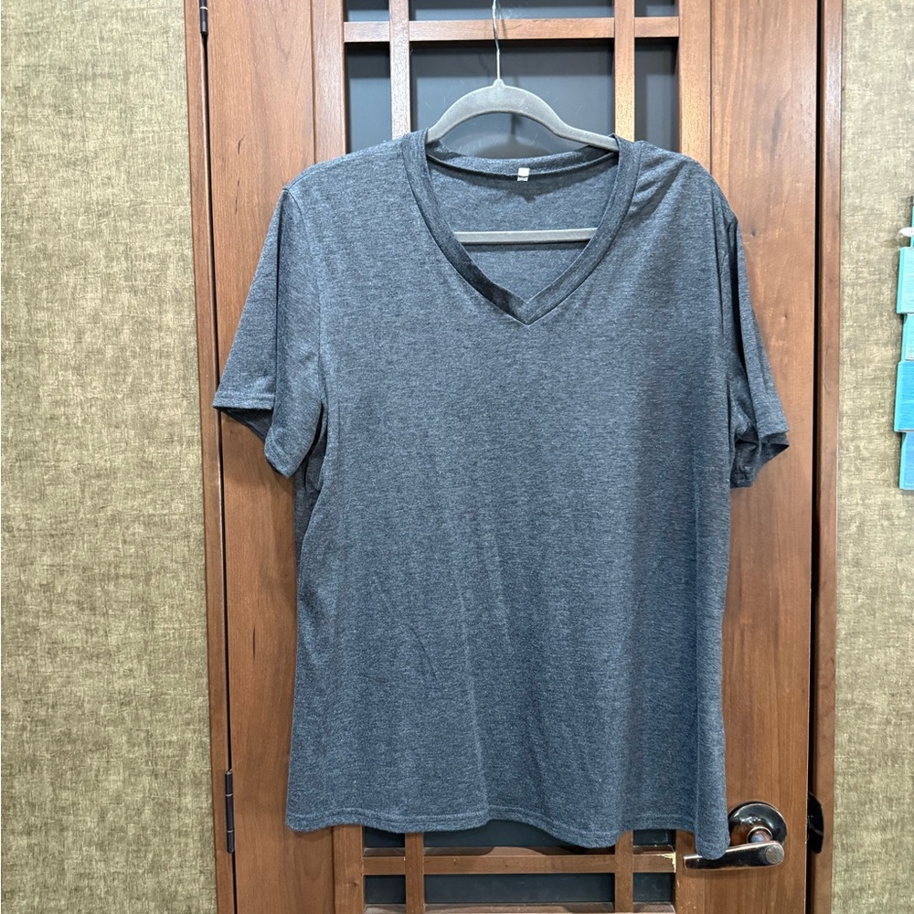 Gray V-Neck Women's Top